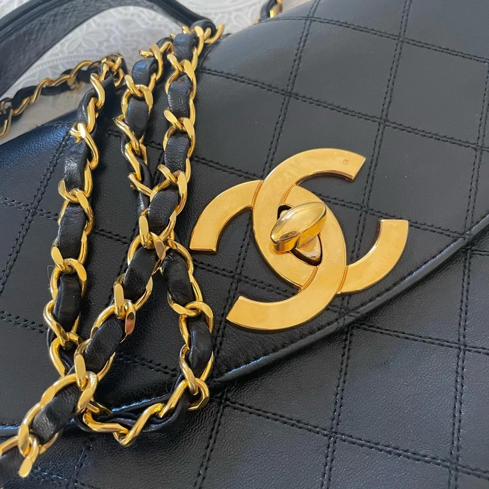 SOLD Chanel XL CC Single Flap Bag Vintage - Picture 13 of 14